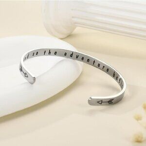 Stainless Steel Inspirational Mantra Bracelet - And so the adventure begins...